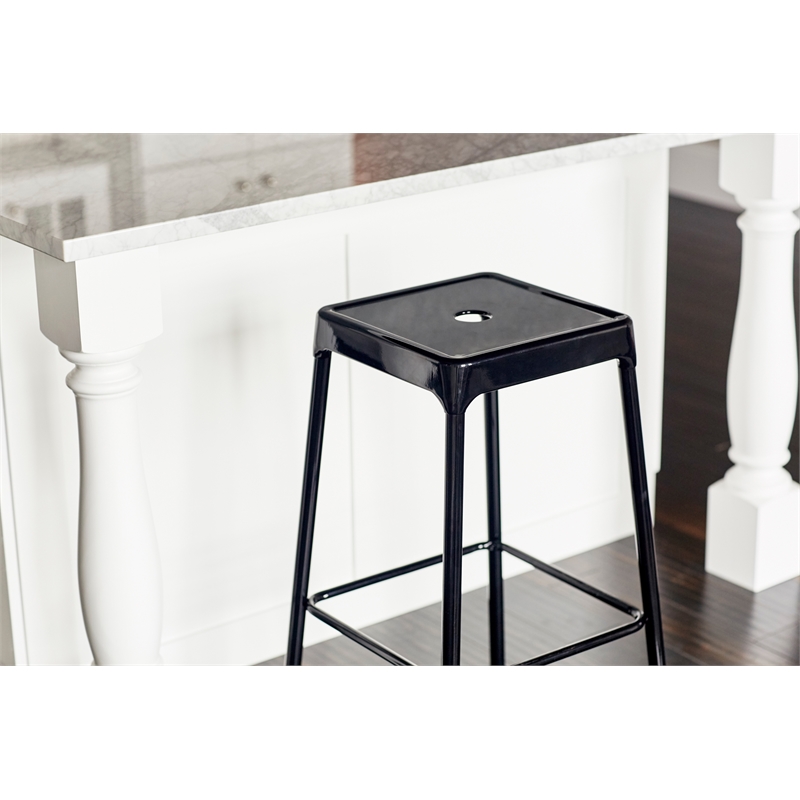 Safco Steel Backless Counter Stool in Glossy Black - 18