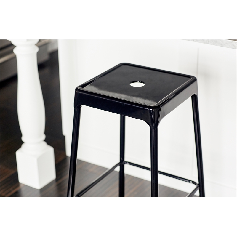Safco Steel Backless Counter Stool in Glossy Black - 18
