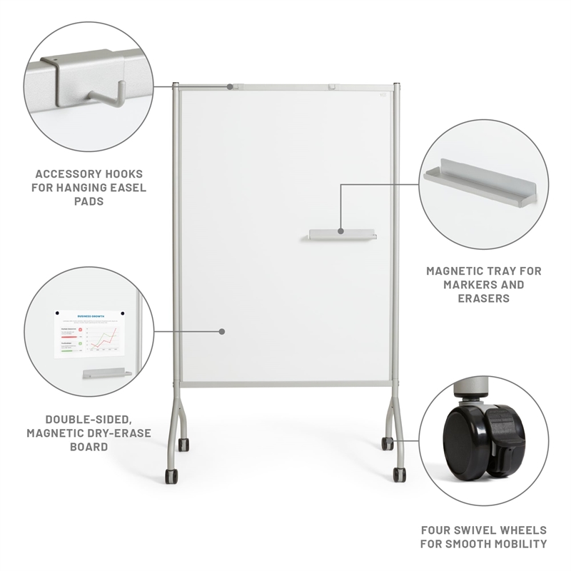 Safco Impromptu Full Whiteboard Screen in Gray