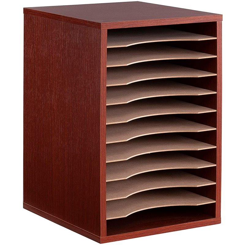 Safco 11 Compartment Vertical Desk Organizer in Cherry