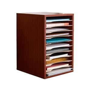 Safco 11 Compartment Vertical Desk Organizer in Cherry