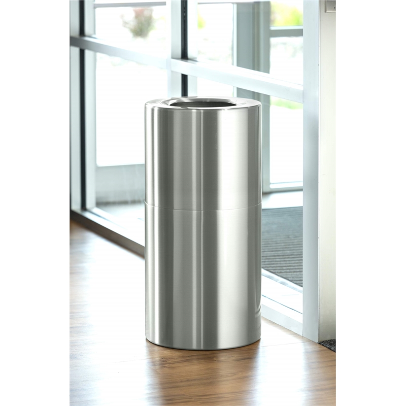 Safco Open Top Receptacle in Stainless Steel