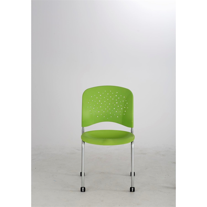 Safco Reve Modern Plastic Guest Chair with Straight Legs in Green (Set of 2)