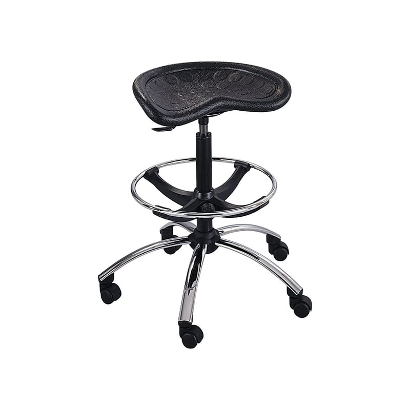 Safco Sit-Star Black Drafting Chair with Chrome Base