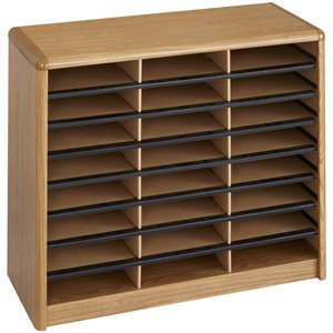 safco value sorter 24 compartment woodflat files organizer in medium oak 