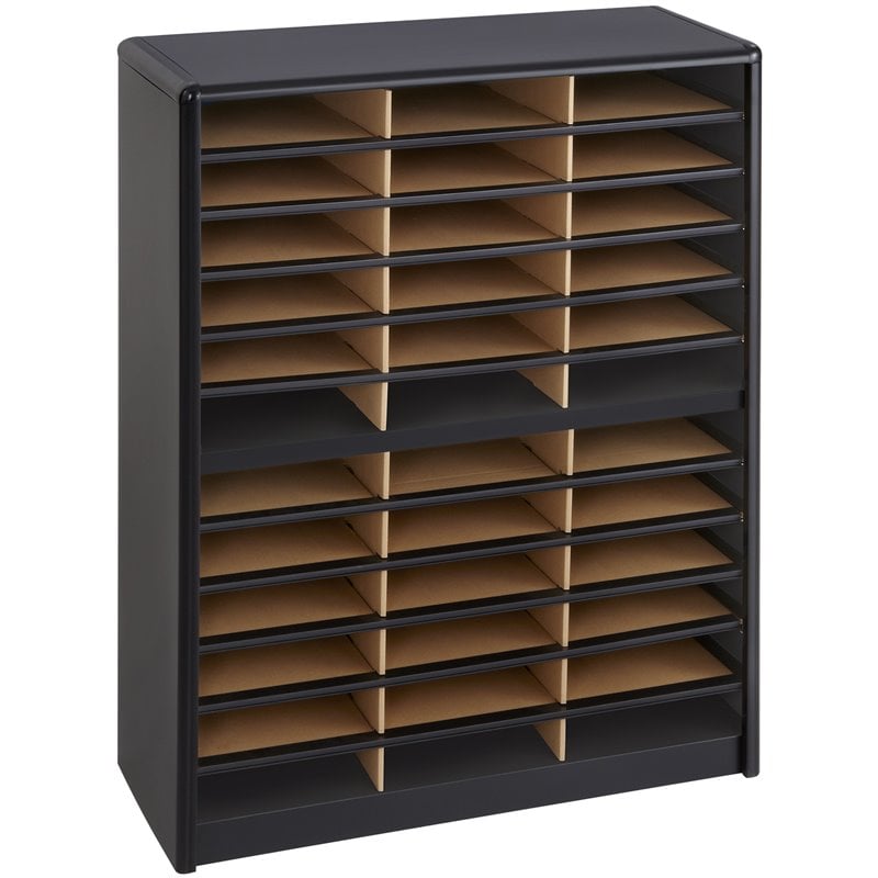 Safco Value Sorter 36 Compartment Metal Flat Files Organizer in Black  