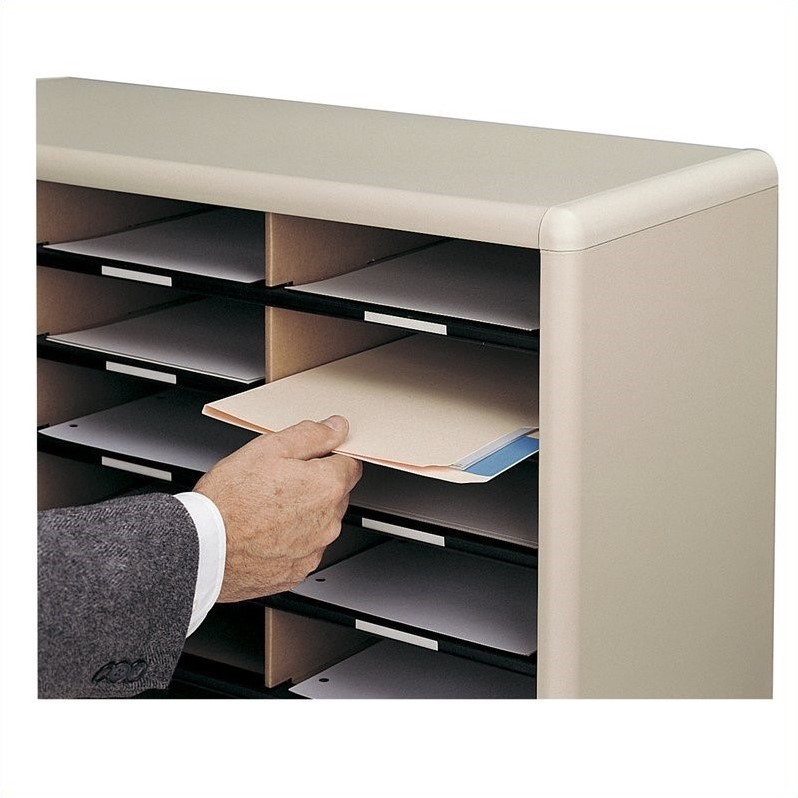 72 Compartment Metal Flat Files Vertical Organizer in Gray 7131GR