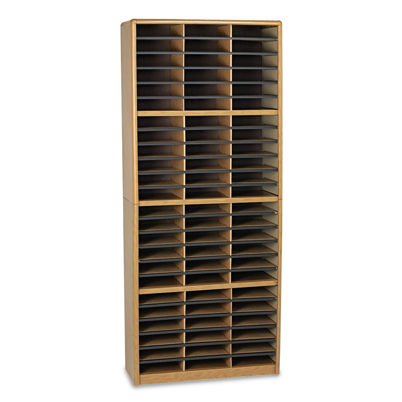 Safco Value Sorter 72 Compartment Metal Flat Files Organizer in Medium Oak 