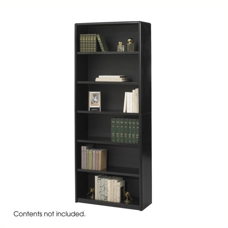 Safco ValueMate 6 Shelf Wood Economy Steel Bookcase in Black