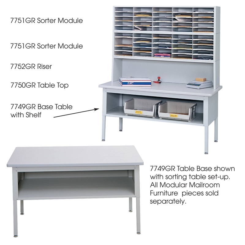Safco E-Z Sort Sorting Base Table with Shelf in Gray