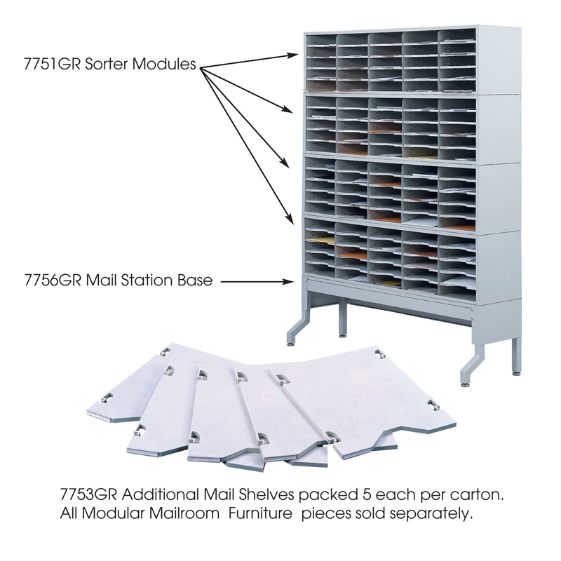 Safco E-Z Sort Additional Mail Organizer Trays (Set of 5)
