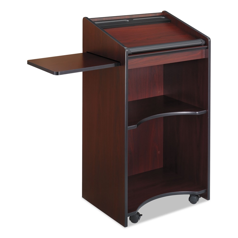 Safco Mahogany Executive Mobile Lectern Podium