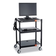 Safco Black Steel Adjustable Height Mobile Media Cart in Black