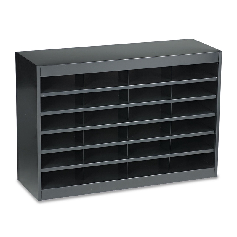 Safco E-Z Stor Black Mail Organizer -  24 Letter Size Compartments