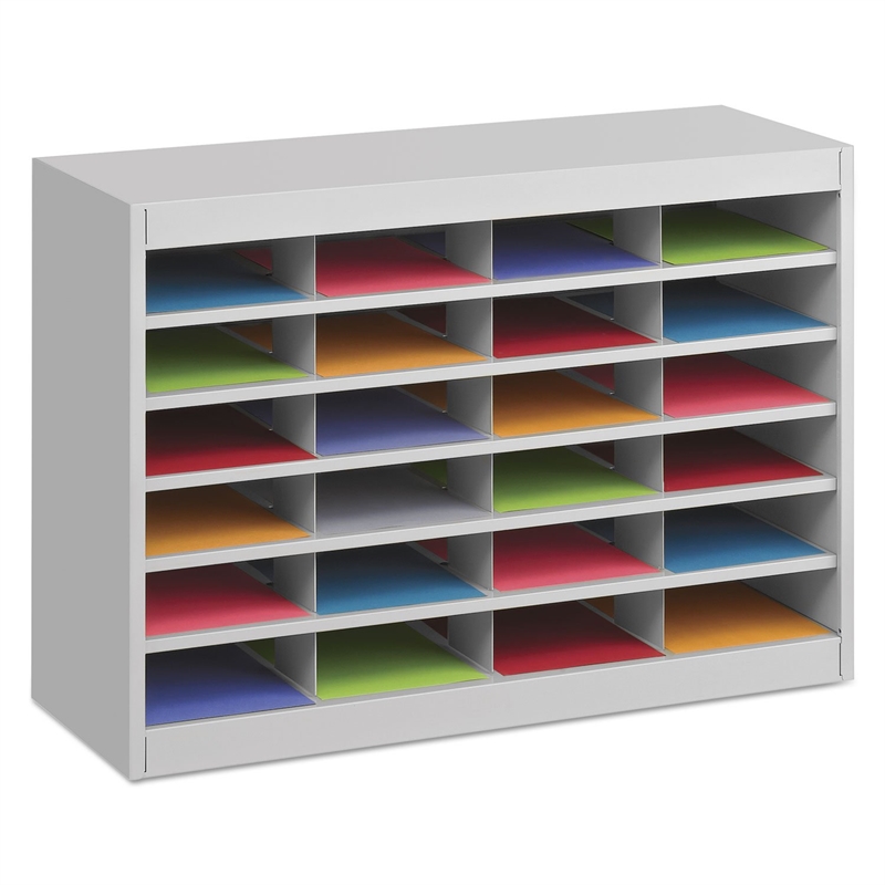 Safco E-Z Stor Grey Mail Organizer -  24 Letter Size Compartments