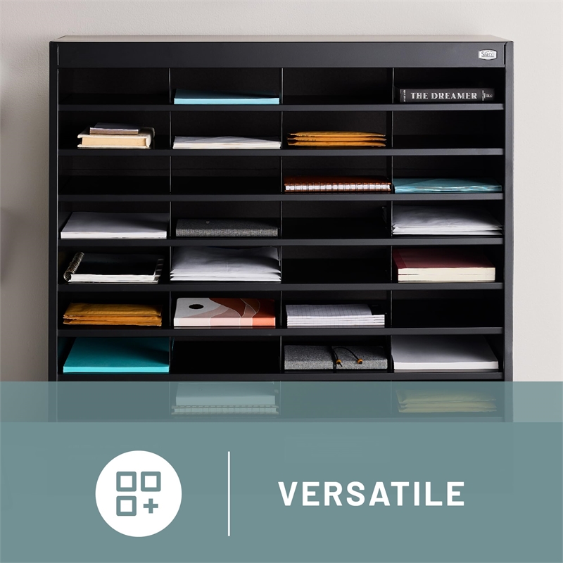 Safco E-Z Stor Black Mail Organizer -  36 Letter Size Compartments