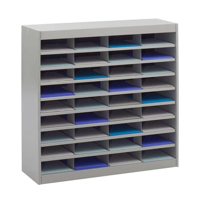 Safco E-Z Stor Grey Mail Organizer -  36 Letter Size Compartments