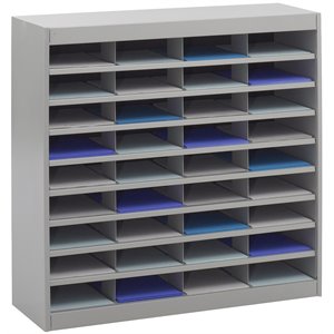 safco e-z stor grey mail organizer -  36 letter size compartments