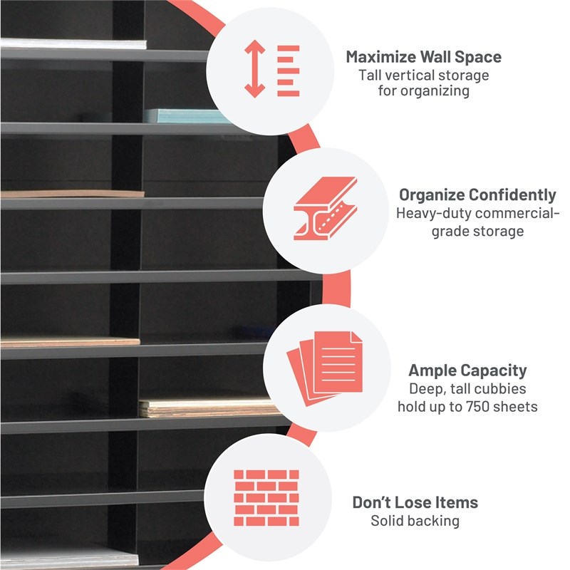 Safco E-Z Stor Black Mail Organizer -  72 Letter Size Compartments