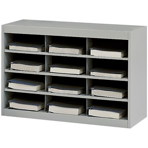 safco e-z stor grey steel mail organizer -  12 compartments