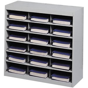 safco e-z stor grey steel mail organizer -  18 compartments