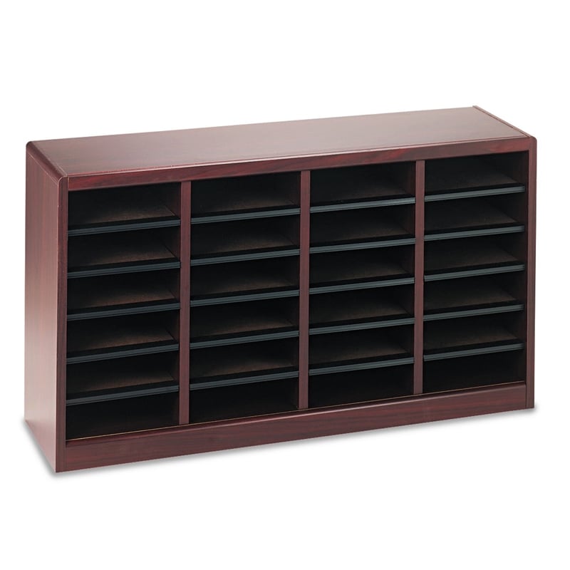 Safco E-Z Stor Mahogany Wood Mail Organizer -  24 Compartments