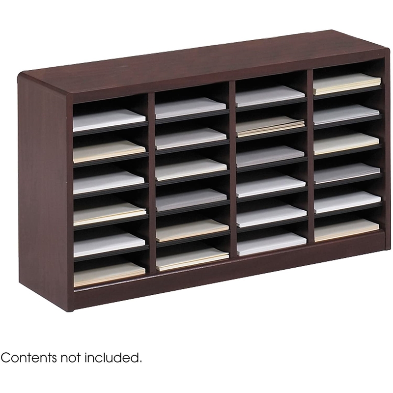 Safco E-Z Stor Mahogany Wood Mail Organizer -  24 Compartments