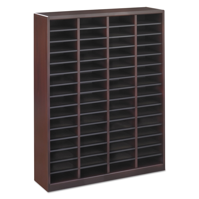 Safco E-Z Stor Mahogany Wood Mail Organizer -  60 Compartments