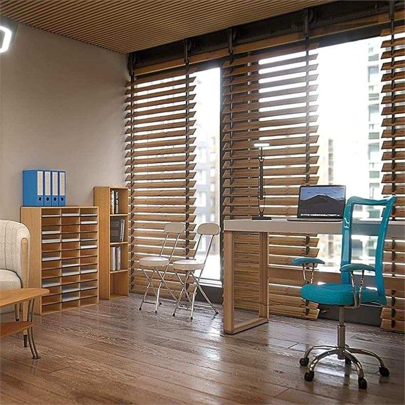 Safco Medium Oak Wood/Corrugated 36 Compartment Literature Organizer