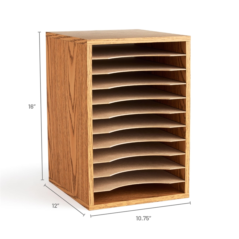 Safco Medium Oak 11 Compartment Vertical Desk Top Sorter