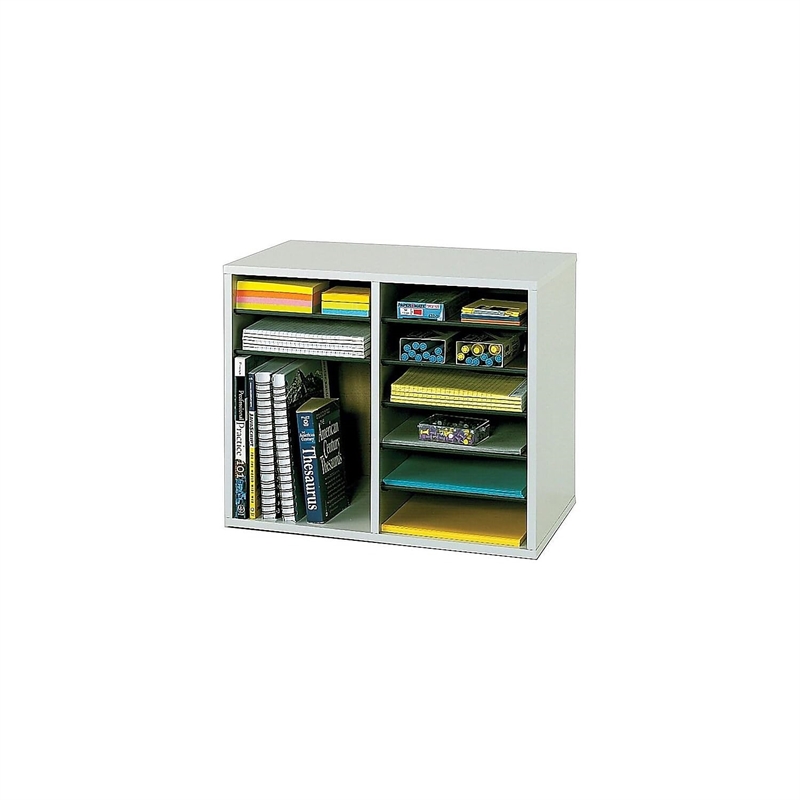 Safco Grey 12 Compartment Wood Adjustable File Organizer