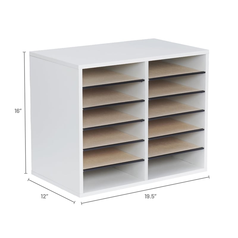 Safco Grey 12 Compartment Wood Adjustable File Organizer