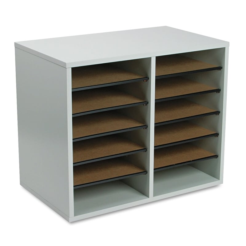 Safco Grey 12 Compartment Wood Adjustable File Organizer
