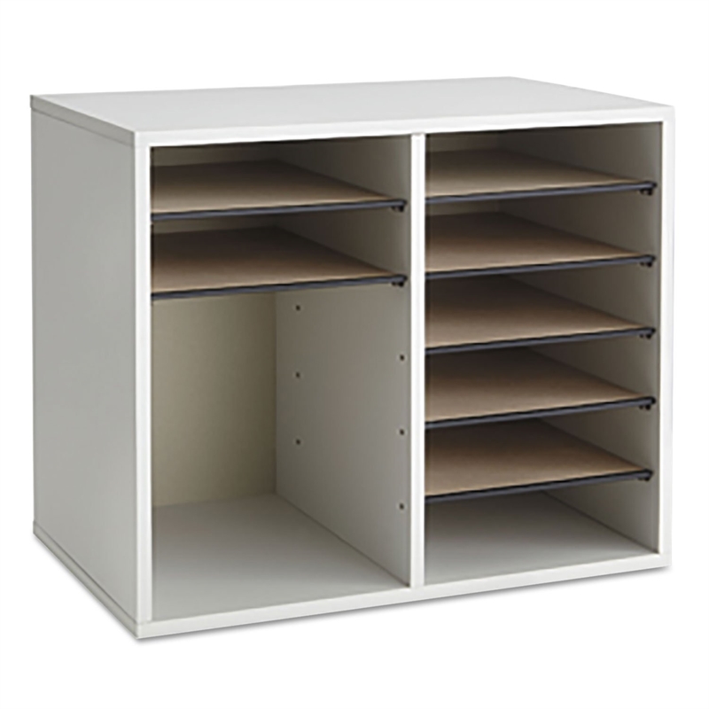 Safco Grey 12 Compartment Wood Adjustable File Organizer