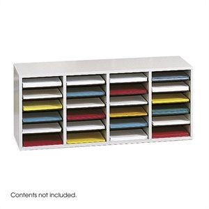 safco grey 24 compartment wood adjustable file organizer