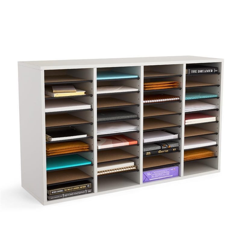 Safco Grey 36 Compartment Wood Adjustable File Organizer