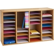 Safco Medium Oak 36 Compartment Wood Adjustable File Organizer Light Brown