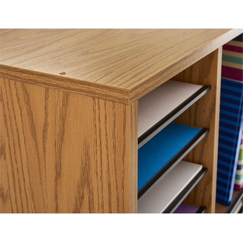 Safco Medium Oak Wood/Corrugated 36 Compartment Literature Organizer 