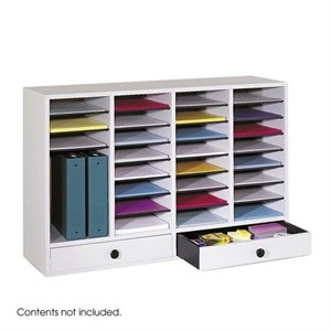 safco grey wood adjustable 32 compartment file organizer with drawer