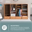 Safco Medium Oak Wood Adjustable 32 Compartment File Organizer with Drawer