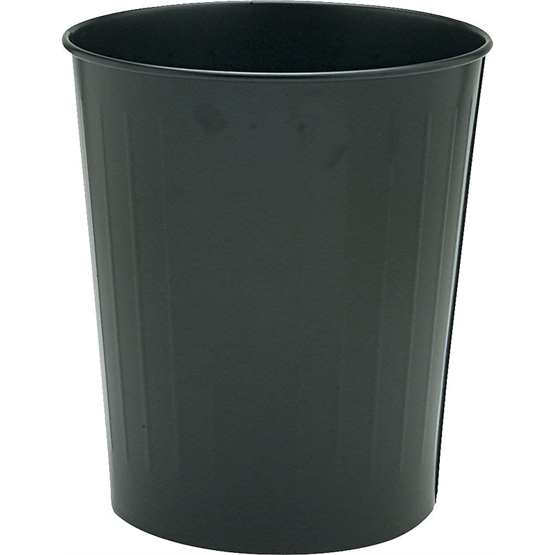 Safco 6 Gallon Round Steel Trash Can in Black (Set of 6)