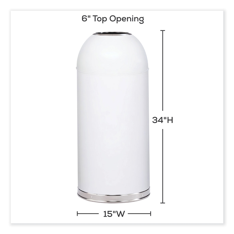 Safco Modern Metal Open Top Dome Receptacle in White Powder Coat