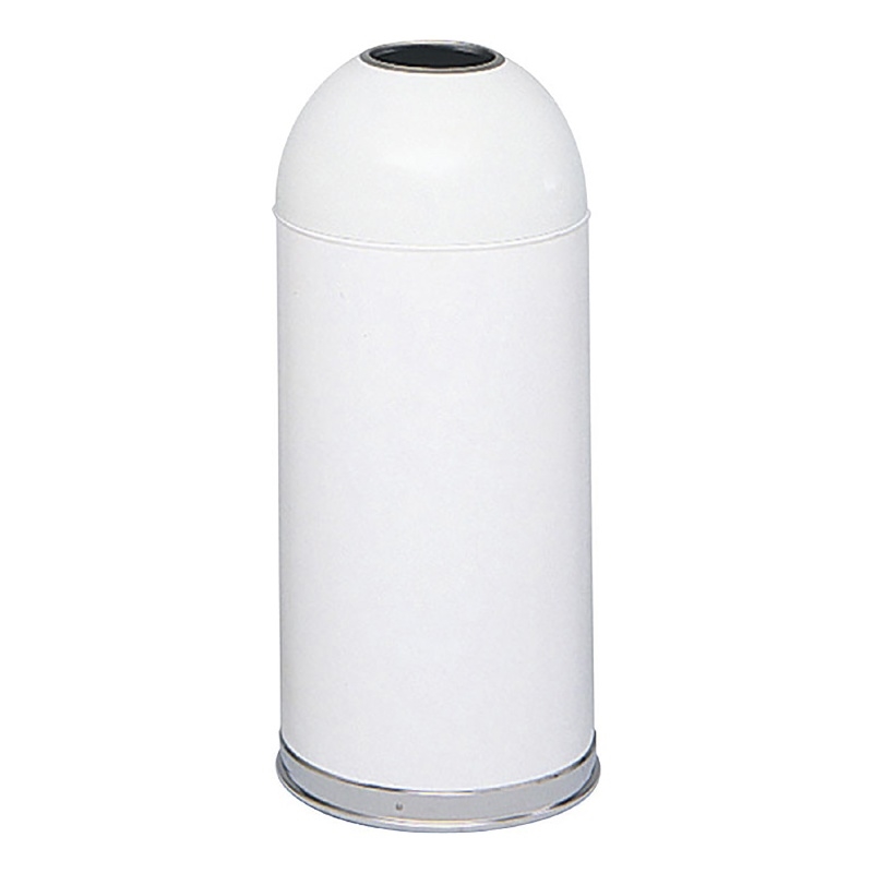 Safco Modern Metal Open Top Dome Receptacle in White Powder Coat