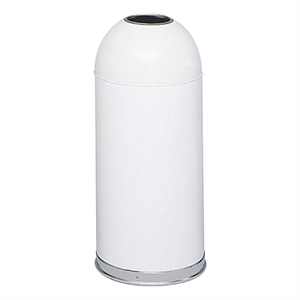 Safco Modern Metal Open Top Dome Receptacle in White Powder Coat