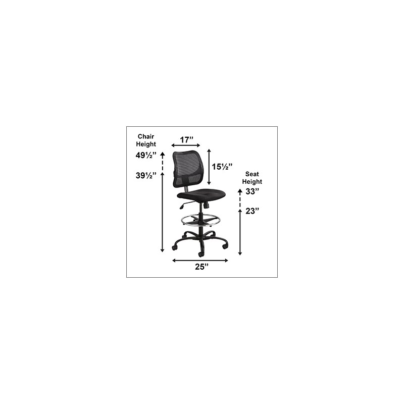 Safco Vue Extended Height Mesh Swivel Office Desk Chair in Black