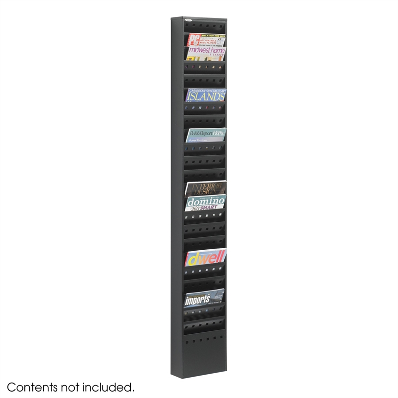Safco 23-Pocket Steel Magazine Rack in Black