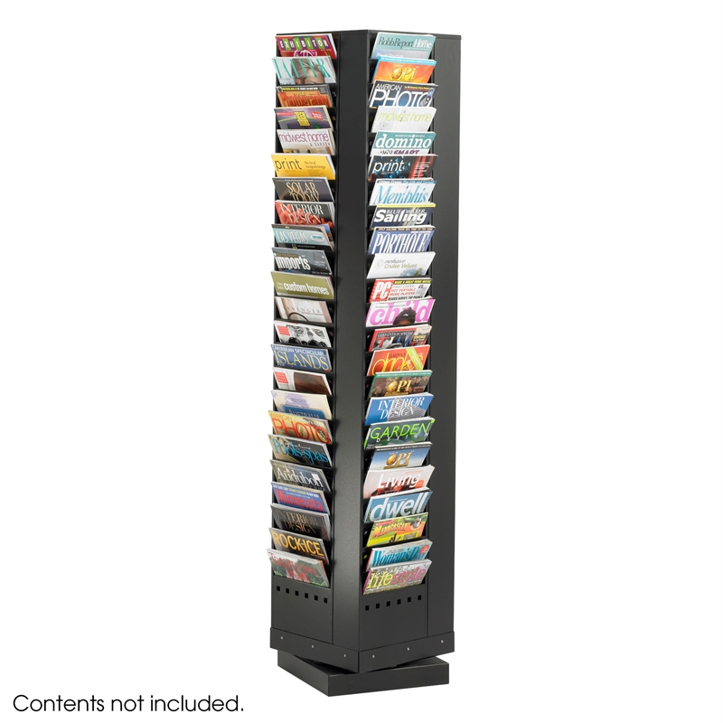 Safco Modern Engineered Wood Magazine Rack with 92 Pockets in Black