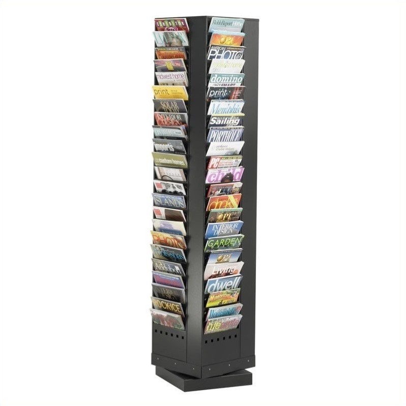 Safco Modern Engineered Wood Magazine Rack with 92 Pockets in Black