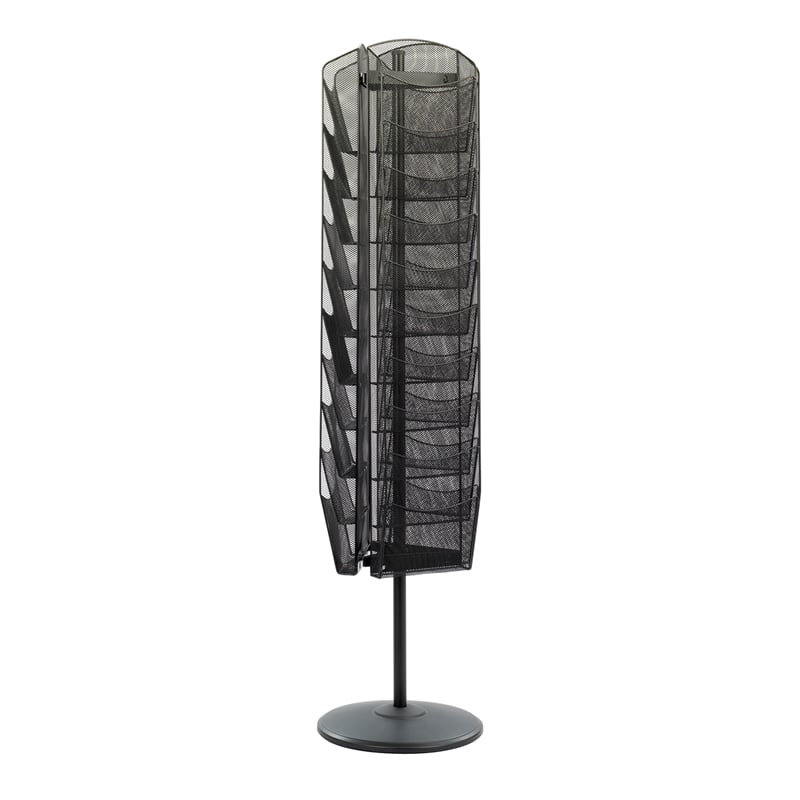 Safco Onyx 360 Degree Rotating Steel Mesh Magazine Stand in Black