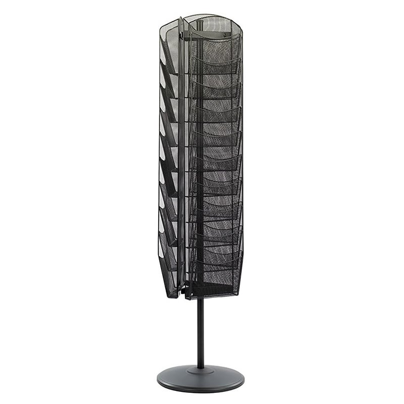 Safco Onyx 360 Degree Rotating Steel Mesh Magazine Stand in Black